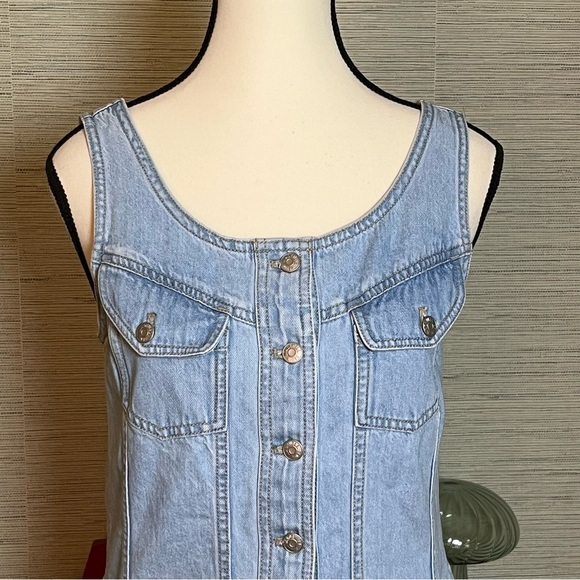 Madewell Denim Sleeveless Seamed Mini Dress A-line Pockets Women’s Size 6 - Picture 5 of 10